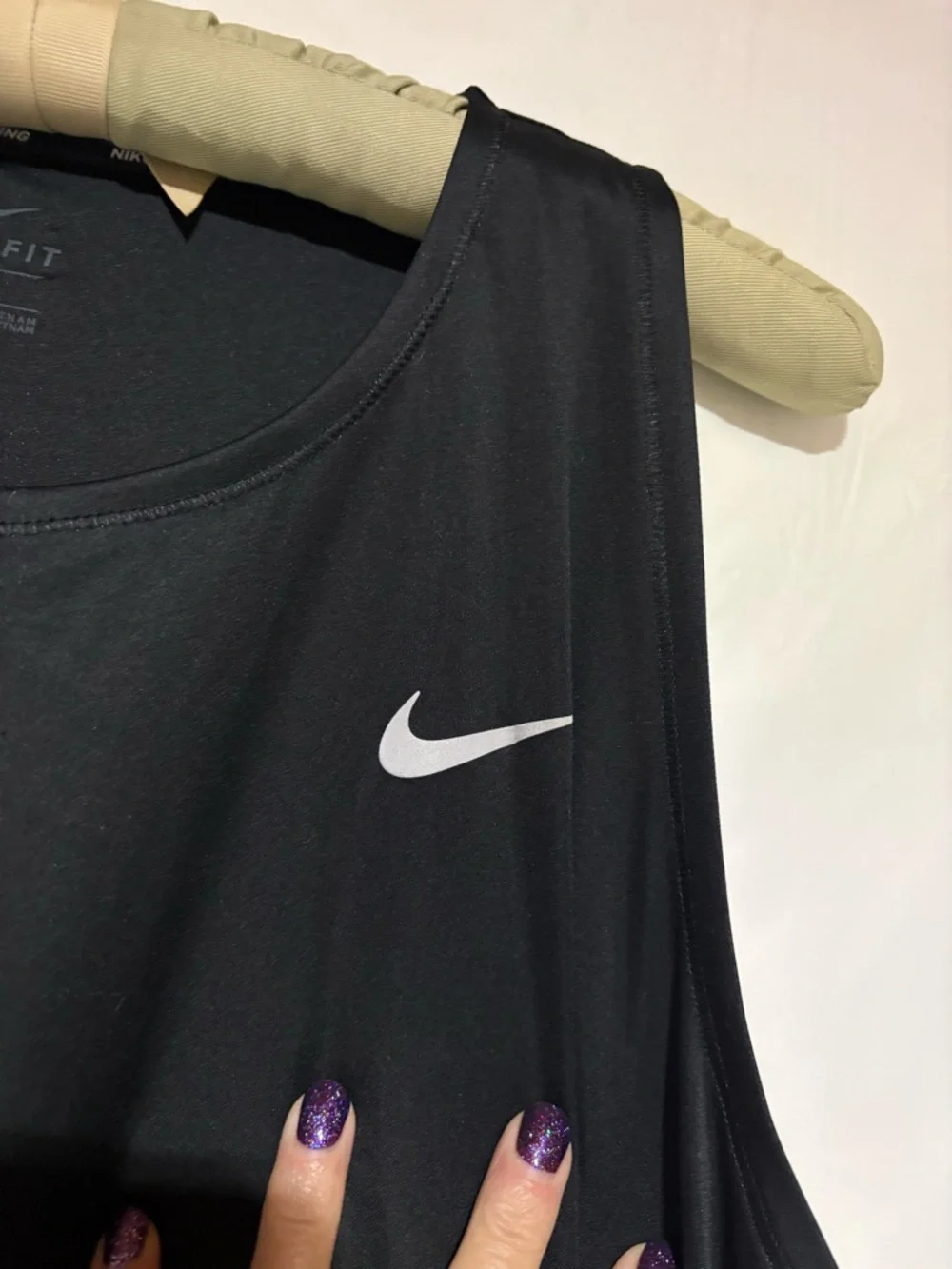 Nike Black Athletic Dri-FIT Tee with White Swoosh - Picture 2 of 8
